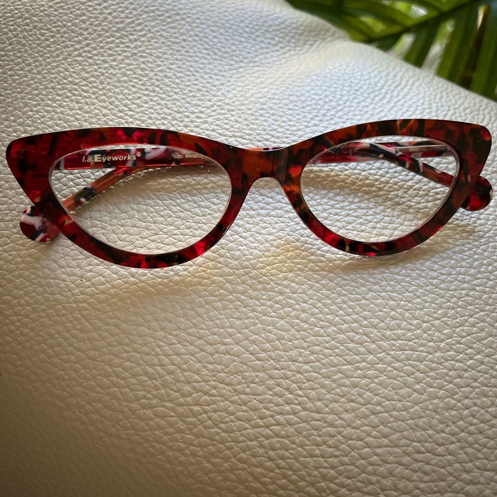 Red Patterned Cat-Eye Glasses